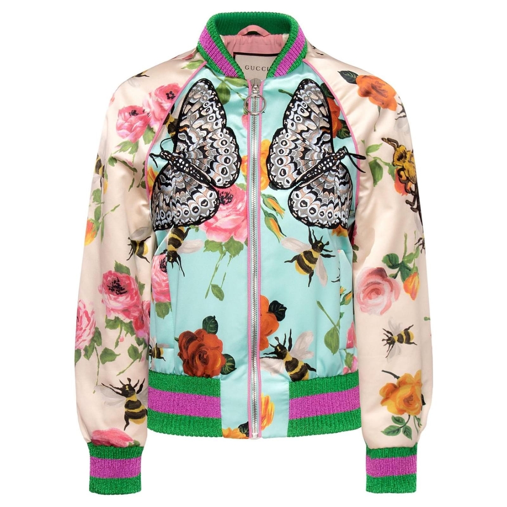 Gucci 💎 Fancy Satin Bomber Jacket 40